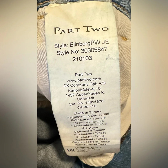 Part Two Elinborg PW light blue denim jeans classic ankle flare stretch 30/27 - Picture 5 of 11